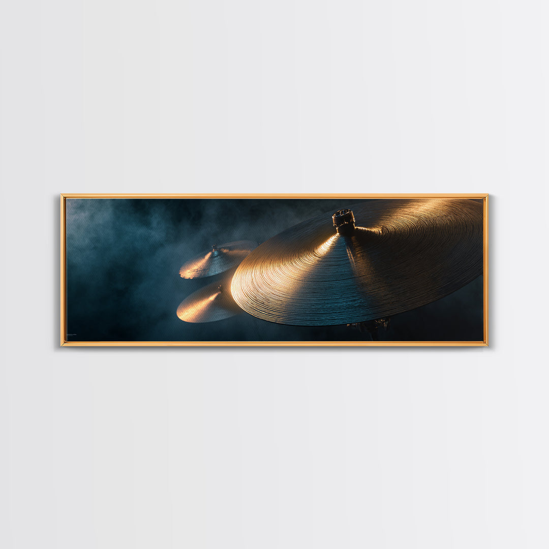 Gold Cymbal Closeup Canvas Print, Music Studio Art, Gallery Decor, Studio Decor, Fine Art, Rhythm, Contemporary Art, Wall Art, MSA-3x1-40