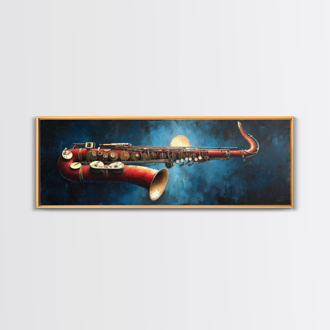 Jazz Saxophone with Smoky Blue Background Canvas Print, Music Studio Art, Wall Art Printable, Studio Decor, Fine Art, Rhythm, MSA-3x1-42