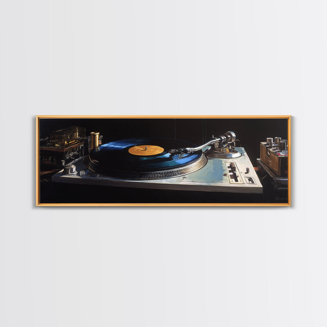 Vinyl Record and Turntable Still Life Canvas Print, Music Studio Art, Wall Decor, Studio Decor, Rhythm, Wall Art Printable, MSA-3x1-43