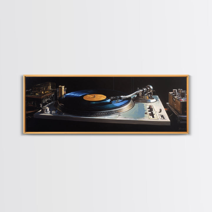 Vinyl Record and Turntable Still Life Canvas Print, Music Studio Art, Wall Decor, Studio Decor, Rhythm, Wall Art Printable, MSA-3x1-43