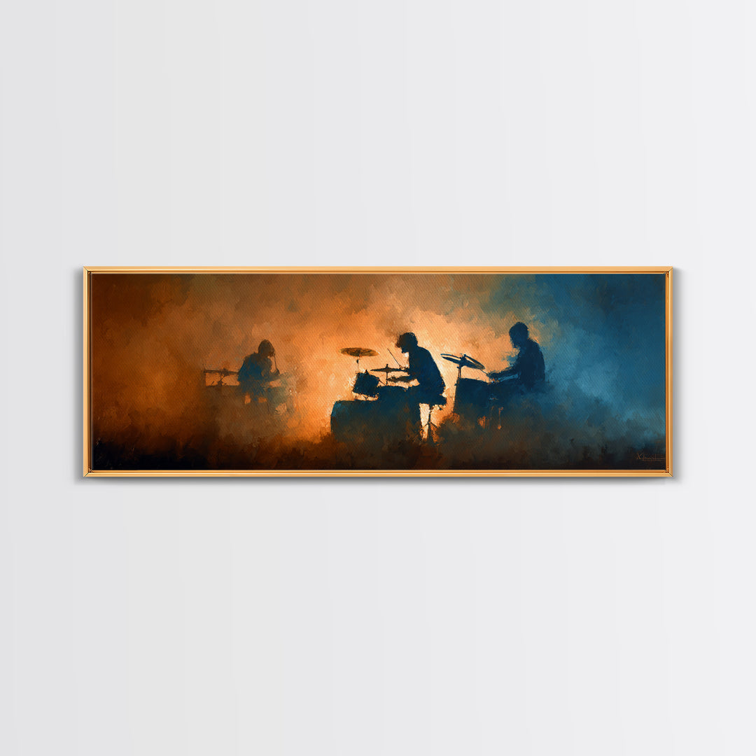 Drum Kit Silhouette Canvas Print, Music Studio Art, Digital Download Art, Studio Decor, Fine Art, Rhythm, Music Lover Gift, MSA-3x1-46