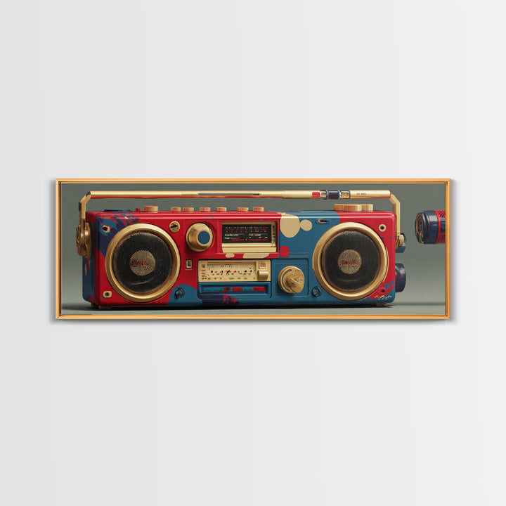 Hip Hop Boombox Framed Canvas Print, Music Studio Art, Man Cave Decor, Studio Decor, Fine Art, Rhythm, Fine Art Print, MSA-3x1-57