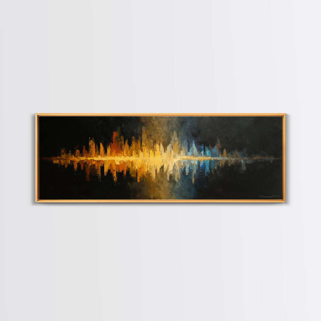 Abstract Sound Wave Framed Canvas Print, Music Studio Art, Contemporary Art, Studio Decor, Abstract Art, Rhythm, Music Poster, MSA-3x1-68