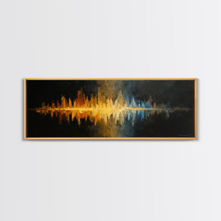 Abstract Sound Wave Framed Canvas Print, Music Studio Art, Contemporary Art, Studio Decor, Abstract Art, Rhythm, Music Poster, MSA-3x1-68