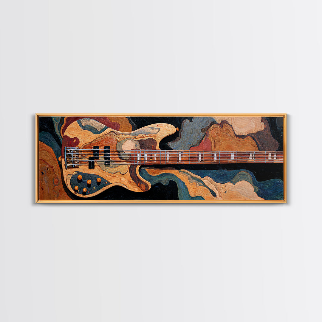 Bass Guitar Closeup Framed Canvas Print, Music Studio Art, Music Art, Studio Decor, Rhythm, Modern Decor, Fine Art Print, MSA-3x1-77