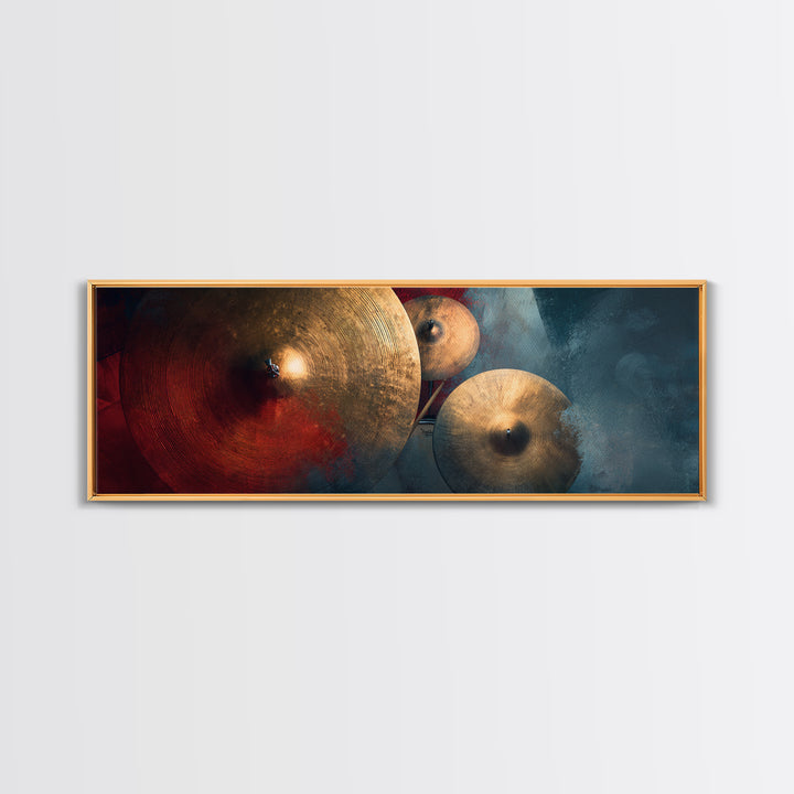 Gold Cymbal Closeup Canvas Print, Music Studio Art, Minimalist Decor, Studio Decor, Oil Painting, Rhythm, Scripture Wall Art, MSA-3x1-88
