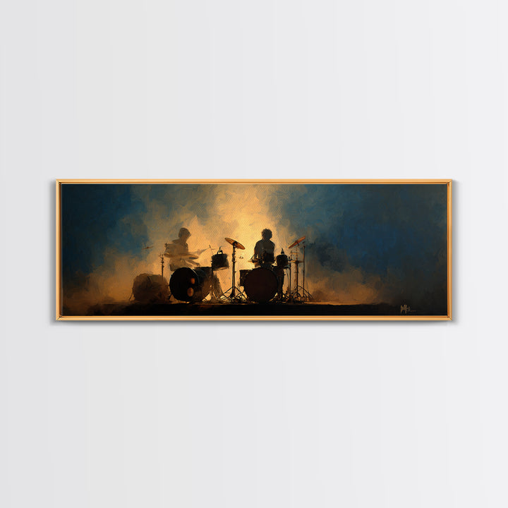 Drum Kit Silhouette Canvas Print, Music Studio Art, Music Posters, Studio Decor, Watercolor Art, Rhythm, Music Lover, MSA-3x1-94