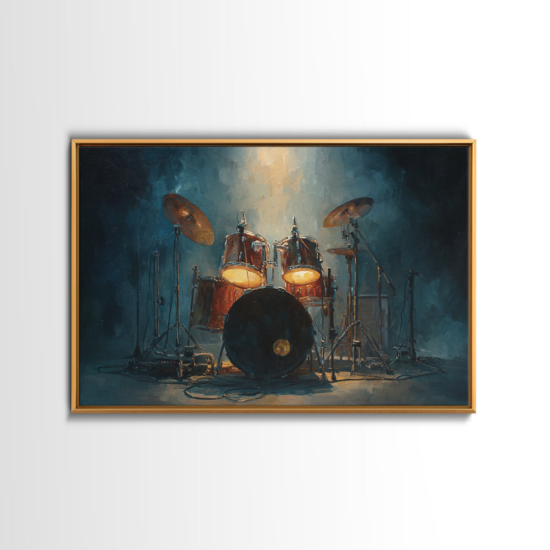 Drum Kit Silhouette Framed Canvas Print, Music Studio Art, Music Poster, Studio Decor, Fine Art, Rhythm, Personalized Art, MSA-3x2-10