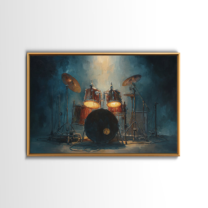 Drum Kit Silhouette Framed Canvas Print, Music Studio Art, Music Poster, Studio Decor, Fine Art, Rhythm, Personalized Art, MSA-3x2-10