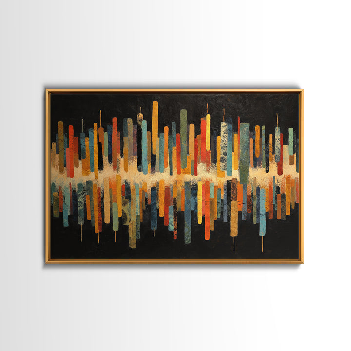 Abstract Rhythm Lines Like Painted Music Framed Canvas Print, Music Studio Art, Commission Painting, Studio Decor, Rhythm, MSA-3x2-27