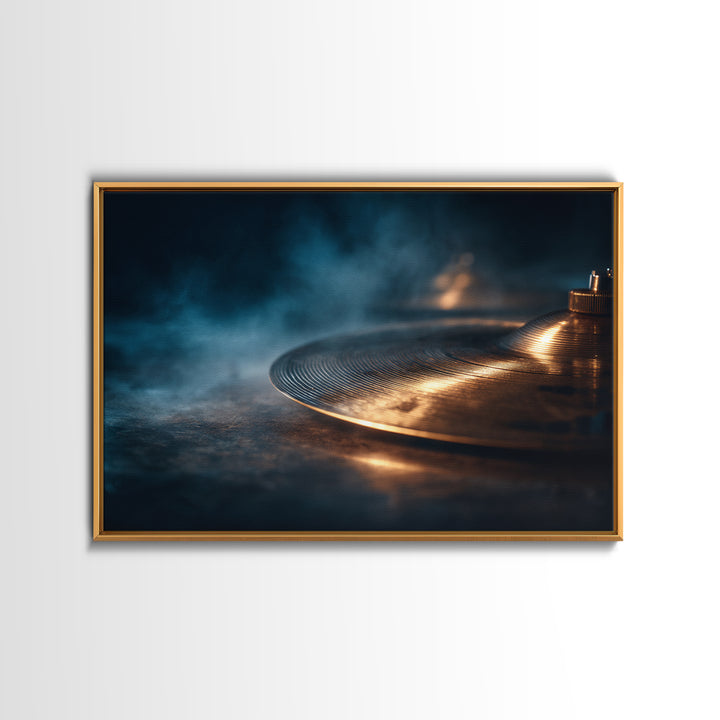 Gold Cymbal Closeup Framed Canvas Print, Music Studio Art, Scripture Wall Art, Studio Decor, Fine Art, Rhythm, Travel Wall Art, MSA-3x2-28