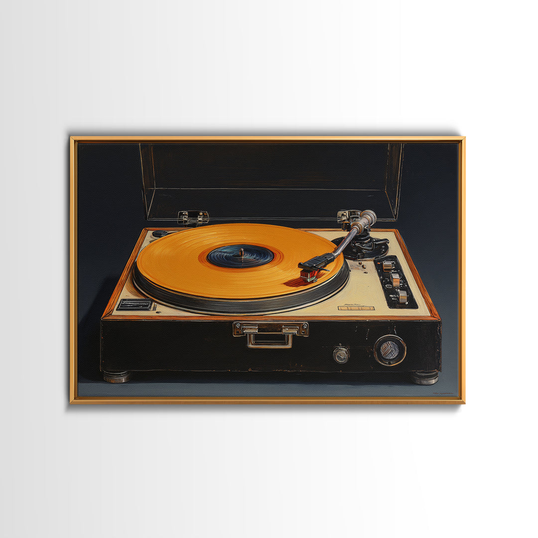Vinyl Record and Turntable Still Life Framed Canvas Print, Music Studio Art, Personalized Art, Studio Decor, Fine Art, Rhythm, MSA-3x2-31
