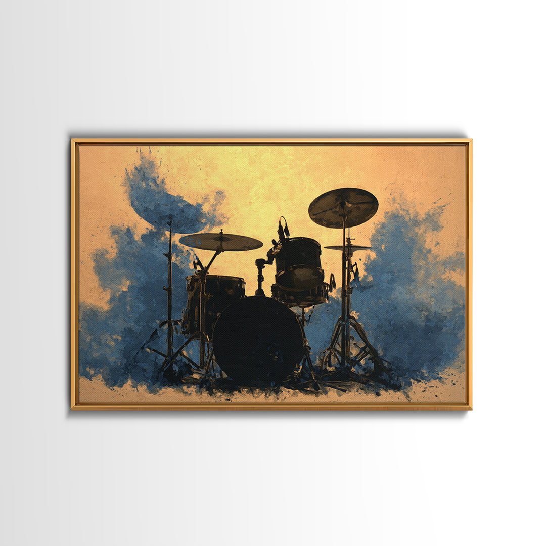 Drum Kit Silhouette Canvas Print, Music Studio Art, Music Posters, Studio Decor, Watercolor Art, Rhythm, Music Lover, MSA-3x2-34