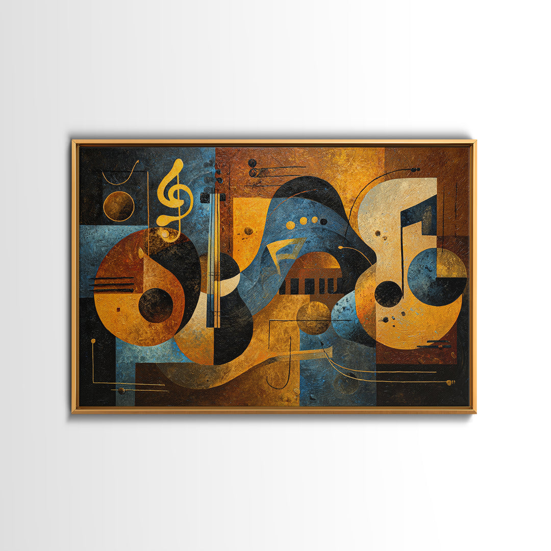 Musical Notes as Abstract Floating Shapes Without Canvas Print, Music Studio Art, Commission Painting, Studio Decor, Rhythm, MSA-3x2-40