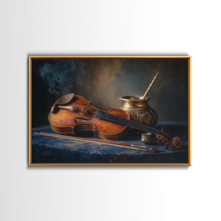 Violin and Bow Canvas Print, Music Studio Art, Neutral Decor, Studio Decor, Fine Art, Rhythm, Wall Art, Home Decor, Wall Decor, MSA-3x2-68