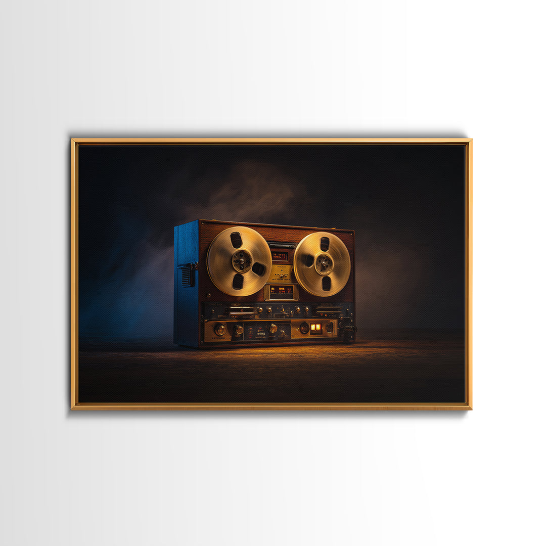 Recording Tape Reel Framed Canvas Print, Music Studio Art, Commission Painting, Studio Decor, Fine Art, Rhythm, Neutral Decor, MSA-3x2-90