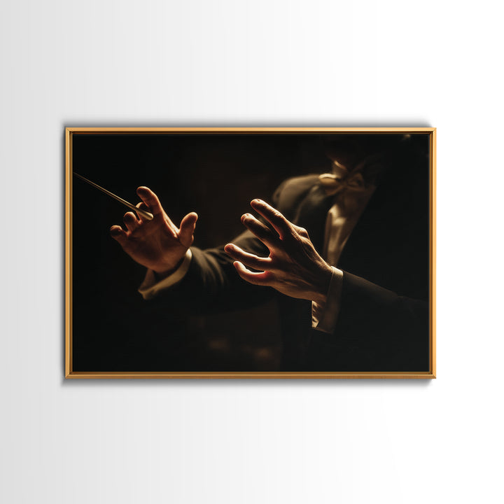 Orchestra Conductor Hands Framed Canvas Print, Music Studio Art, Art Print, Studio Decor, Fine Art, Rhythm, Digital Wall Art, MSA-3x2-96