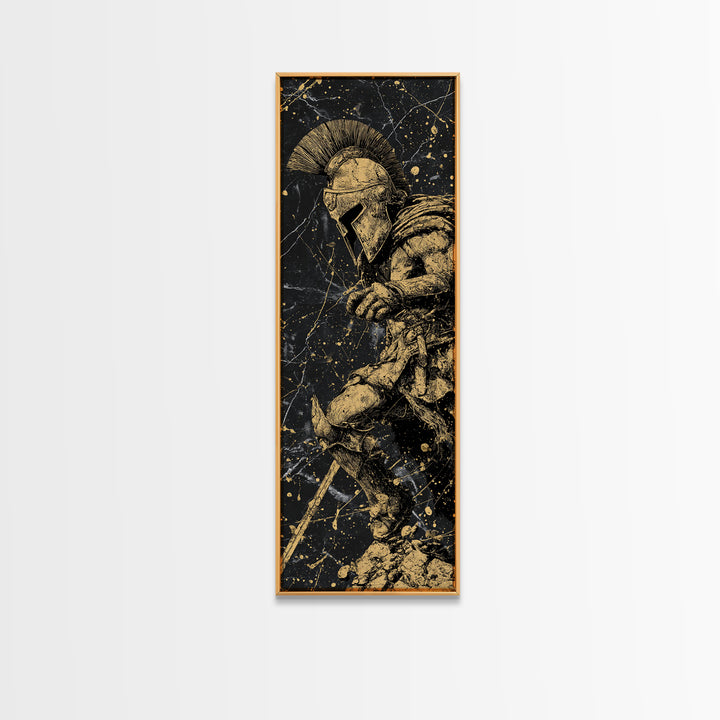 Spartan Warrior Gold Canvas Wall Art, Brushed Gold Canvas Art, Gift For Him, Husband Man Cave Wall Art