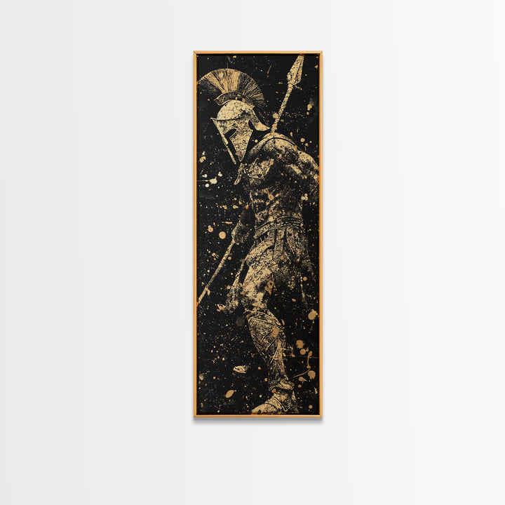 Spartan Warrior Ready For Battle, Gold Canvas Wall Art, Canvas Print, Wood Framed Canvas Art, Roman Inspired Decor