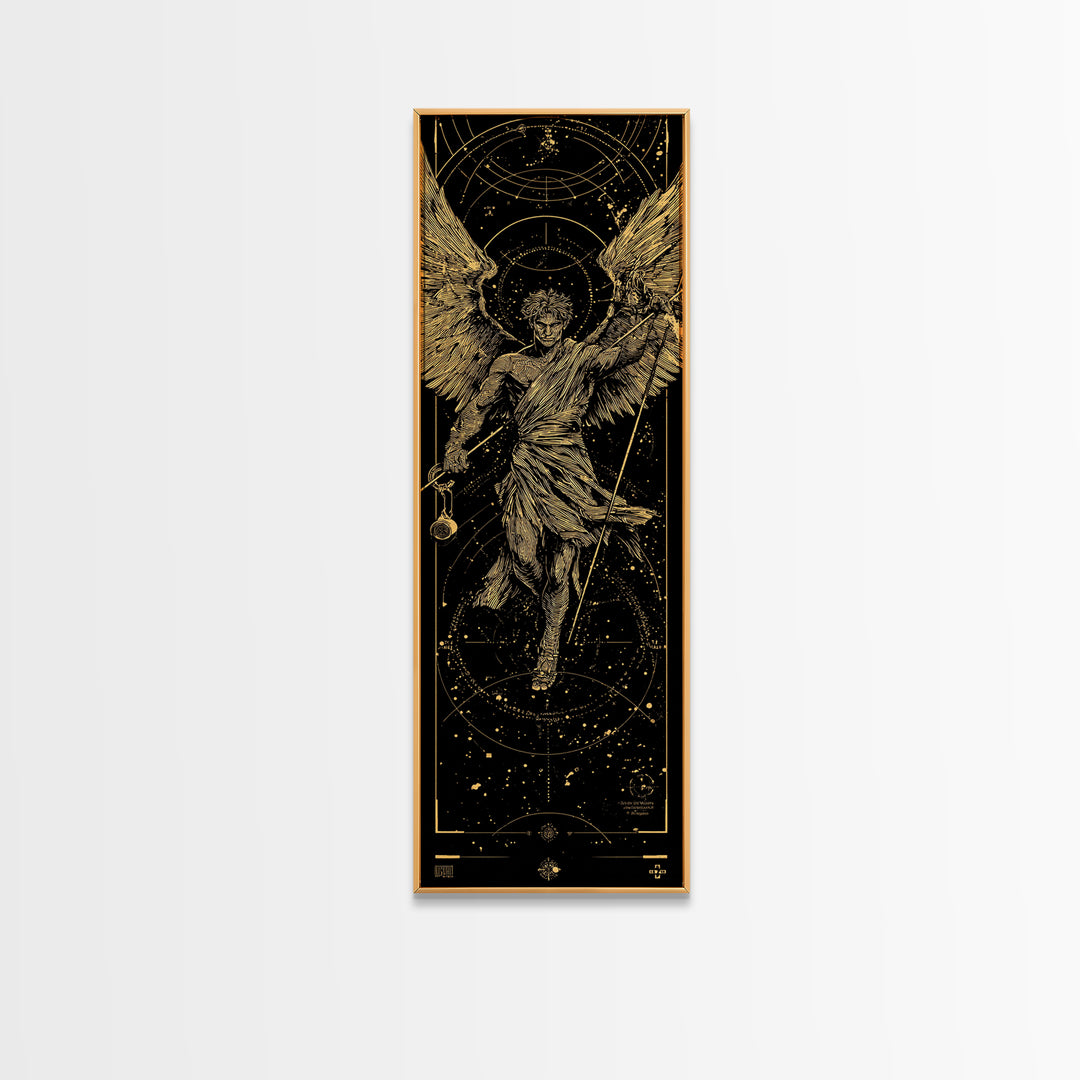 Gold Canvas Print, Astraeus Titan Of Stars Wall Art, Mythical Constellation Decor, Real Wood Frame