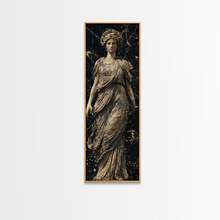 Helen Of Troy Gold Canvas Art, Greek Goddess Wall Print, Classical Mythology Decor, Real Wood Framed Gold Artwork
