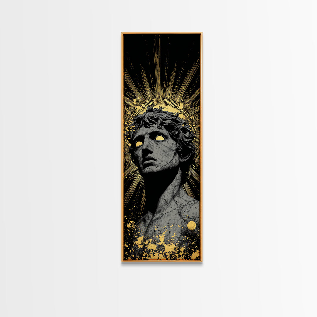 Helios Greek God Gold Canvas Print, Sun God Mythology Art, Radiant Ancient Decor, Real Wood Framed Gold Print