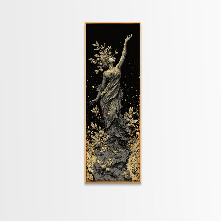 Persephone Gold Canvas Print, Greek Goddess Of Spring Wall Art, Underworld Queen Decor, Real Wood Framed Print