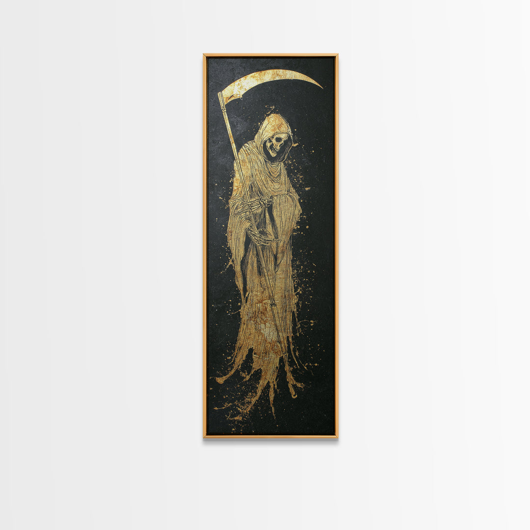 Thanatos Gold Canvas Art, Greek God Of Death Canvas Print, Underworld Wall Decor, Real Wood Framed Mythology Artwork
