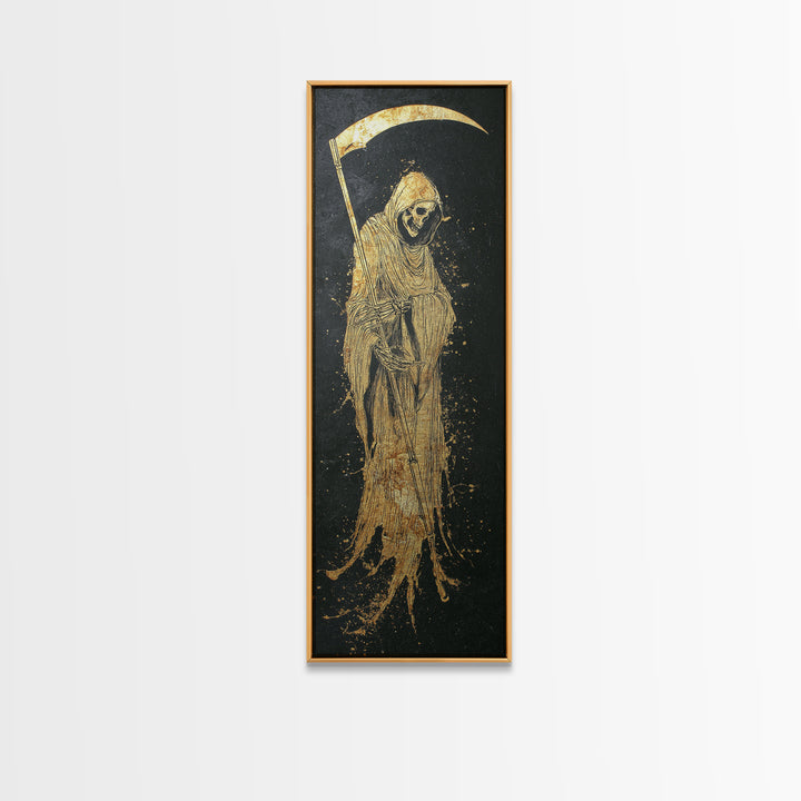 Thanatos Gold Canvas Art, Greek God Of Death Canvas Print, Underworld Wall Decor, Real Wood Framed Mythology Artwork