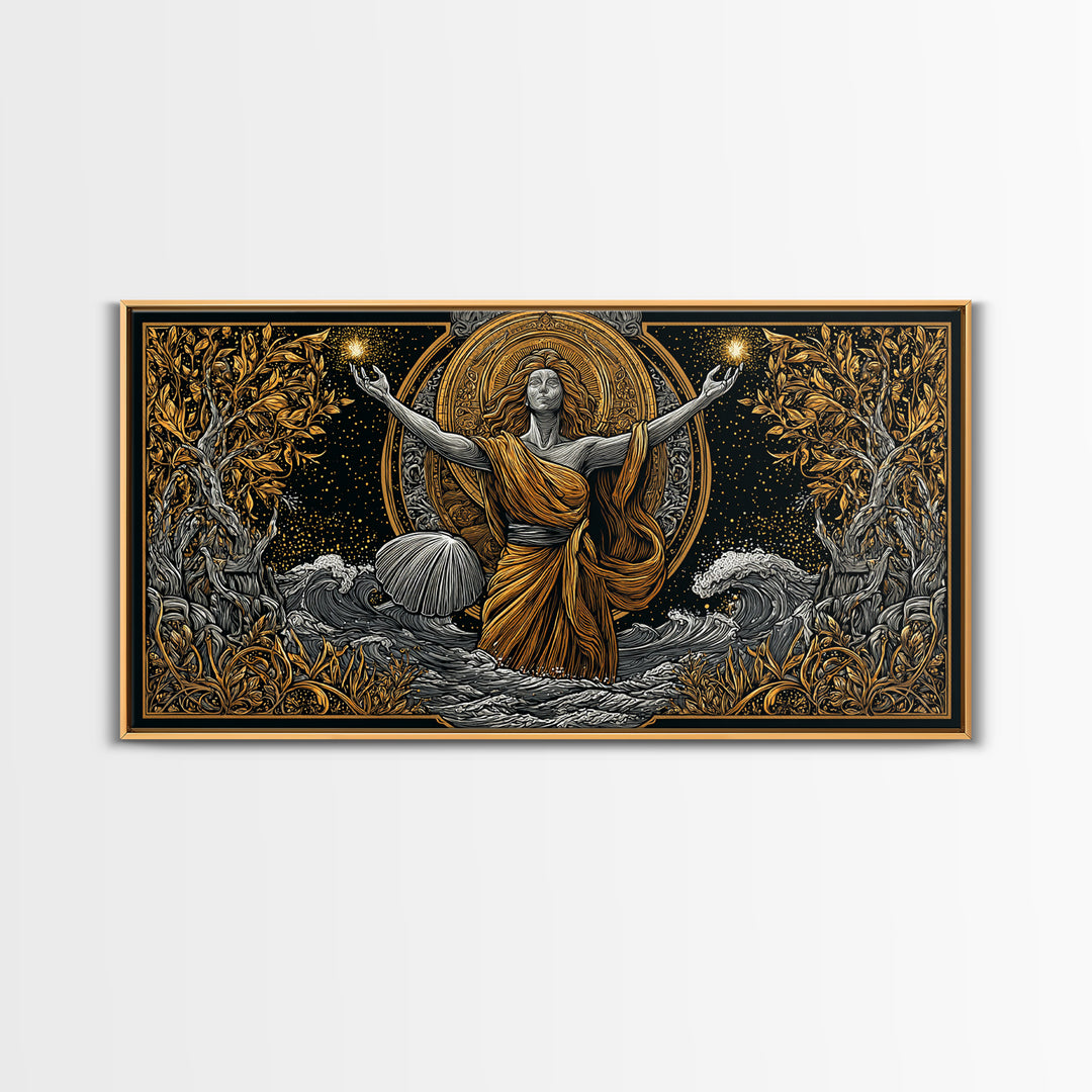 Aphrodite Goddess Of Love And Beauty, Gold Canvas Print, Elegant Greek Mythology Wall Art, Luxury Classic Home Decor