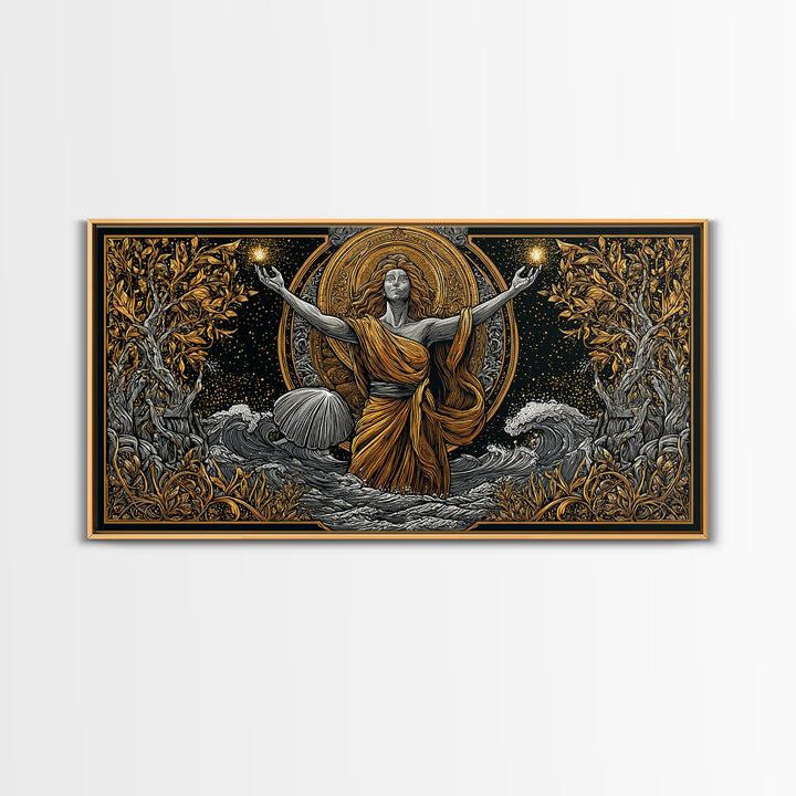 Aphrodite Goddess Of Love And Beauty, Gold Canvas Print, Elegant Greek Mythology Wall Art, Luxury Classic Home Decor