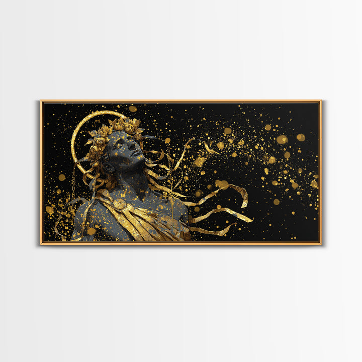 Apollo God Of Music And Light, Gold Canvas Art, Radiant Greek Mythology Wall Decor, Classical Fine Art Design For Elegant Interiors