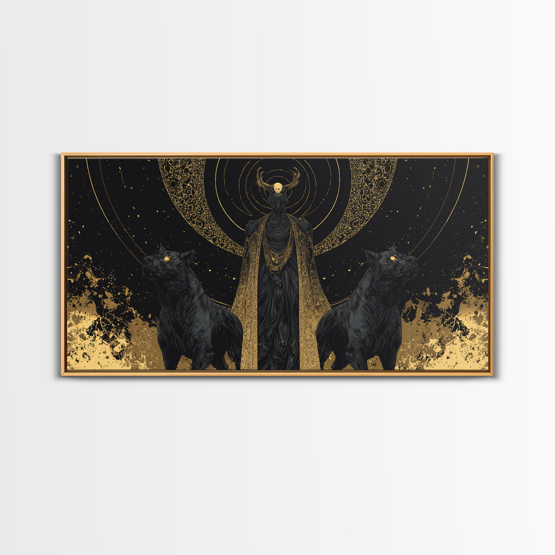 Hades Gold Canvas Art, Mythology God Of The Dead Wall Decor, Greek God Canvas Print, Real Wood Frame, Luxury Dark Gothic Wall Artwork