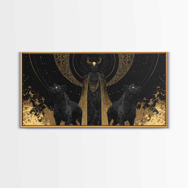 Hades Gold Canvas Art, Mythology God Of The Dead Wall Decor, Greek God Canvas Print, Real Wood Frame, Luxury Dark Gothic Wall Artwork