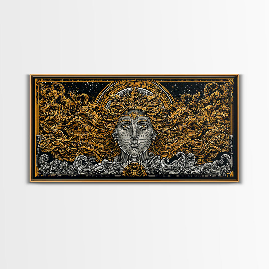 Helen of Troy Gold Canvas Art, Legendary Greek Beauty, Elegant Mythology Wall Decor, Timeless Classical Home Wall Artwork