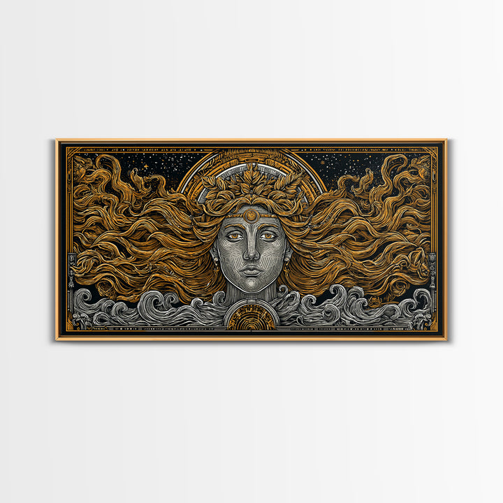 Helen of Troy Gold Canvas Art, Legendary Greek Beauty, Elegant Mythology Wall Decor, Timeless Classical Home Wall Artwork