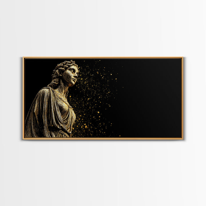 Helen of Troy Gold Canvas Art, Ancient Greek Mythology Figure, Elegant Classical Portrait, Legendary Beauty Wall Decor