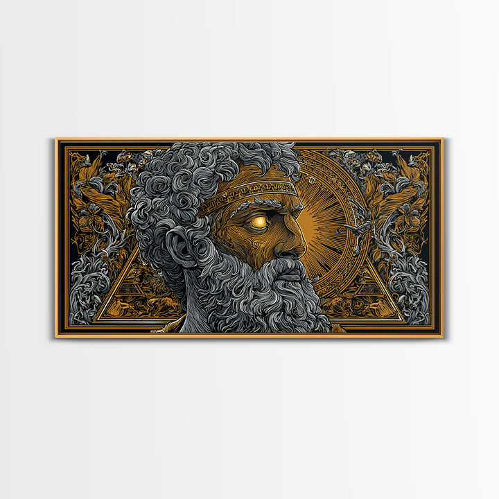 Pythagoras Greek Philosopher Gold Canvas Print, Ancient Wisdom Wall Art, Real Wood Frame, Intellectual Gift