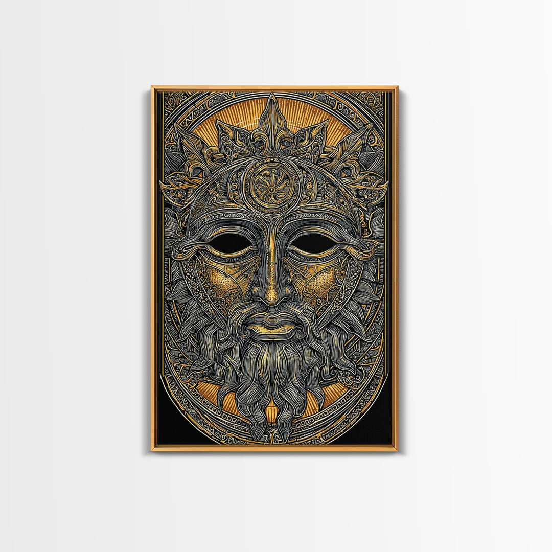 Agamemnon Greek Mythology Canvas Gold Canvas Print, Ancient Warrior King Artwork, Real Wood Framed Wall Art Decor