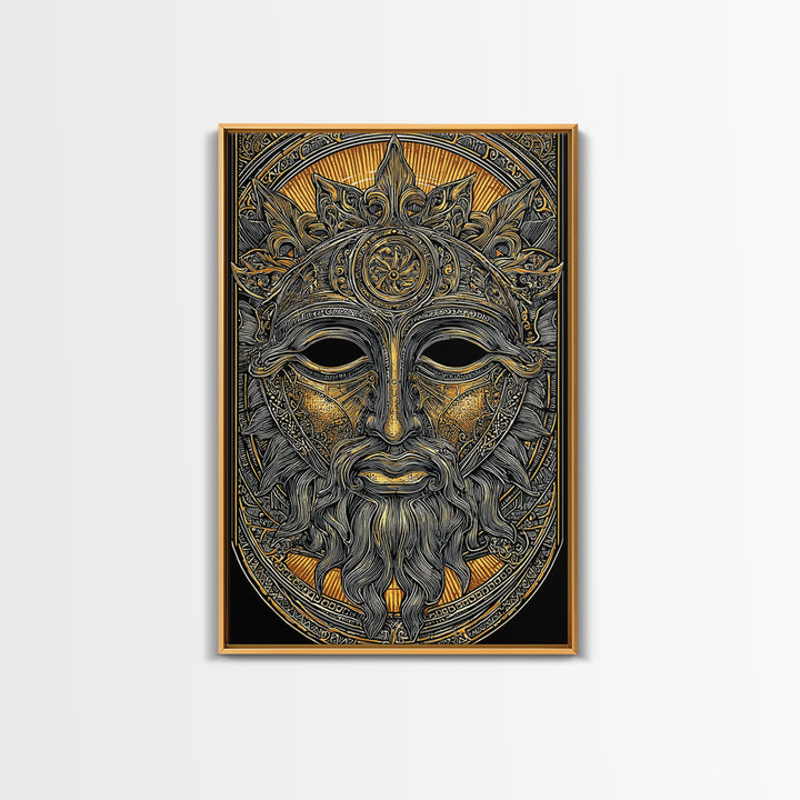 Agamemnon Greek Mythology Canvas Gold Canvas Print, Ancient Warrior King Artwork, Real Wood Framed Wall Art Decor