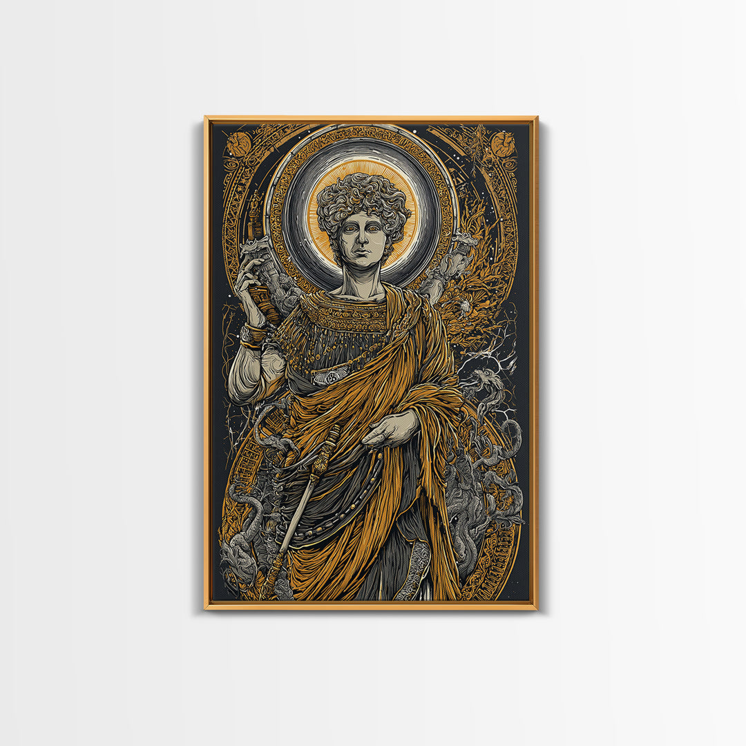 Agrippina Roman Empress Canvas Gold Canvas Print, Classical Goddess Inspired Artwork, Real Wood Frame Mythology Wall Decor