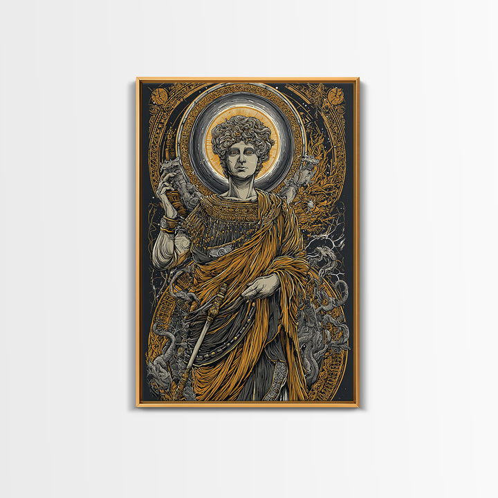 Agrippina Roman Empress Canvas Gold Canvas Print, Classical Goddess Inspired Artwork, Real Wood Frame Mythology Wall Decor