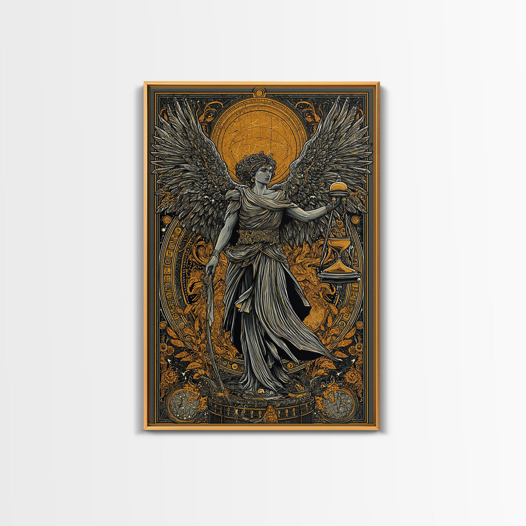 Astraeus Titan Of Stars And Dusk, Canvas Gold Canvas Print, Real Wood Frame, Mythology Wall Art, Greek God Celestial Decor