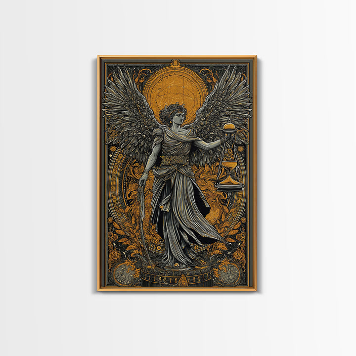 Astraeus Titan Of Stars And Dusk, Canvas Gold Canvas Print, Real Wood Frame, Mythology Wall Art, Greek God Celestial Decor