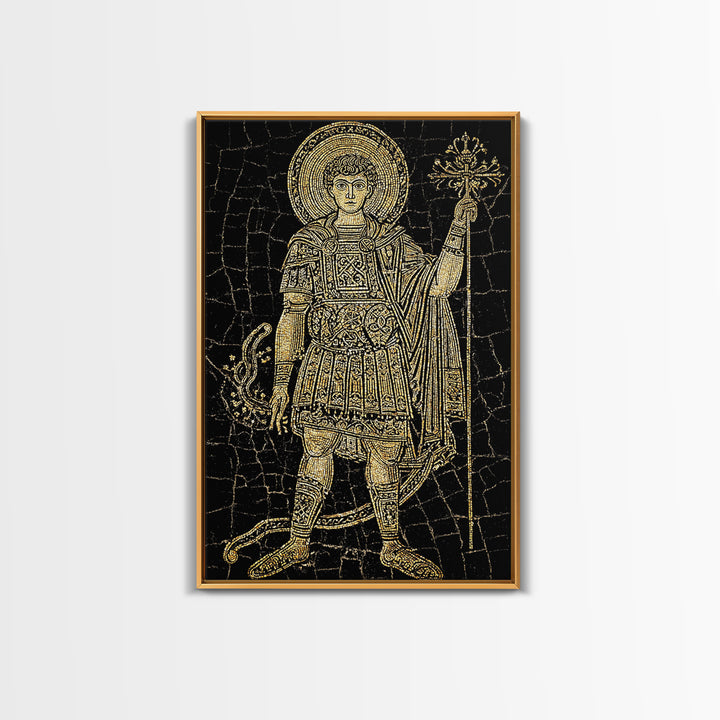 Constantine Canvas Gold Canvas Print, Ancient Roman Emperor Radiant Halo Portrait, Classical History Artwork, Wood Framed