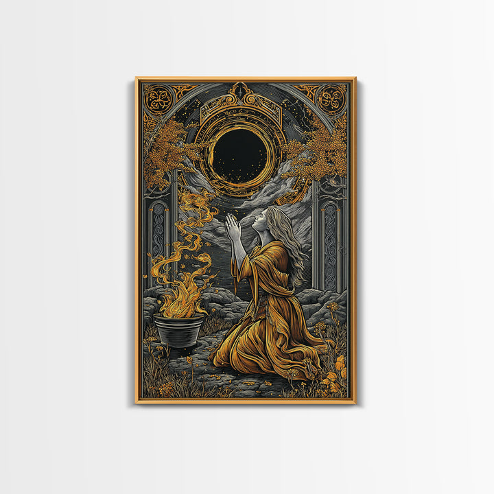 Hera Goddess With Peacocks, Mythology Throne Art, Canvas Gold Canvas Print, Ancient Greek Wall Decor, Real Wood Frame