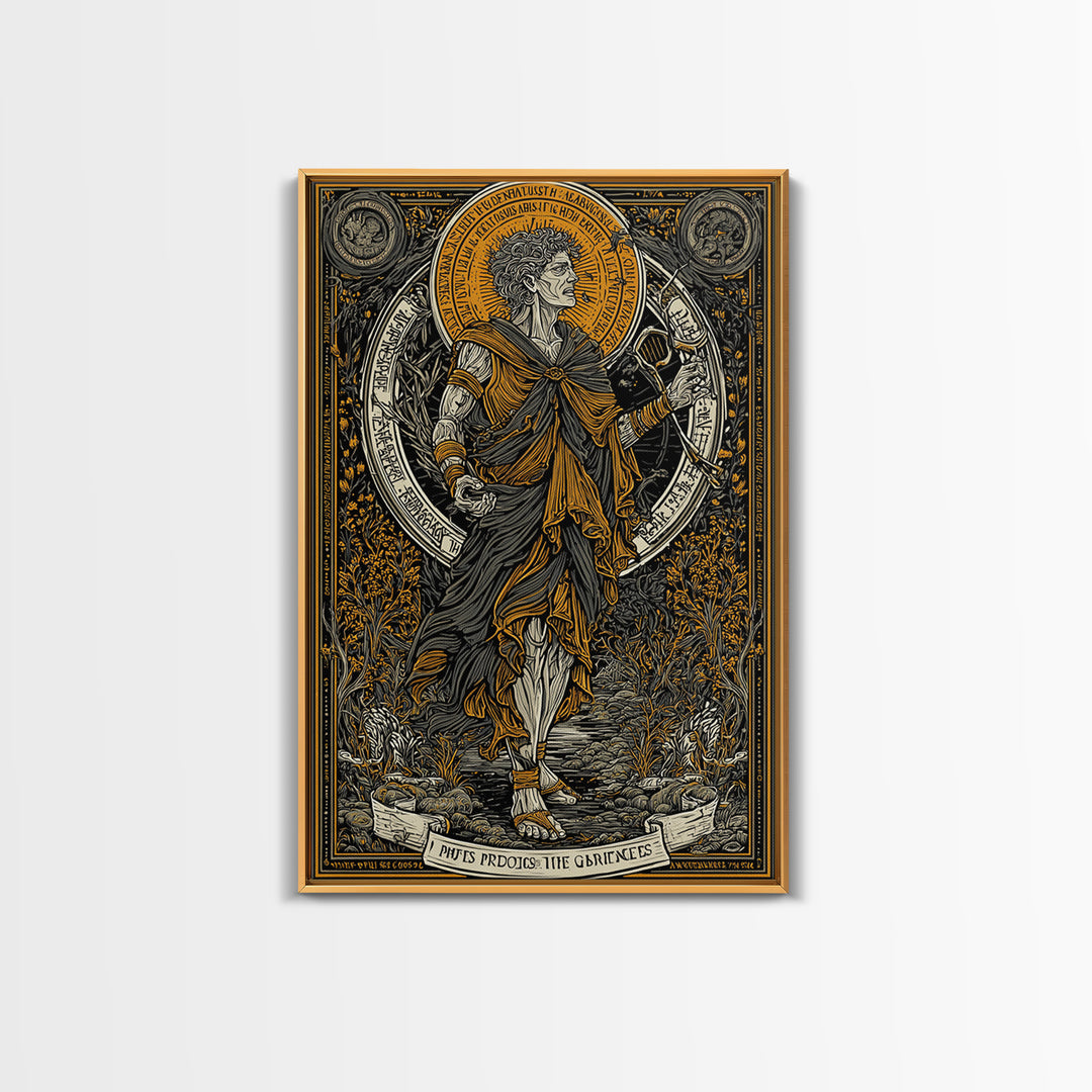 Hera Goddess On Throne With Sun Halo, Mythology Canvas Gold Canvas Print, Regal Greek Goddess Art, Real Wood Frame