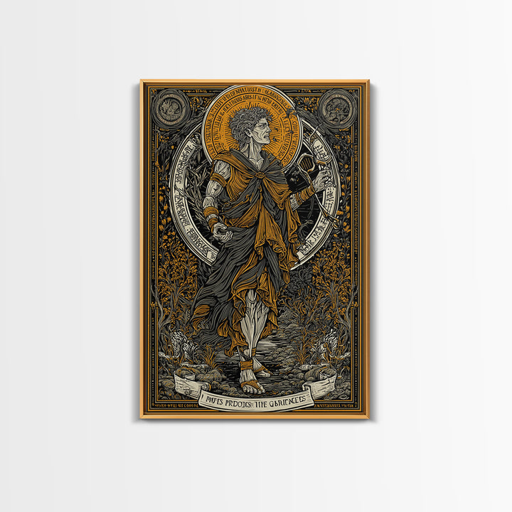 Hera Goddess On Throne With Sun Halo, Mythology Canvas Gold Canvas Print, Regal Greek Goddess Art, Real Wood Frame