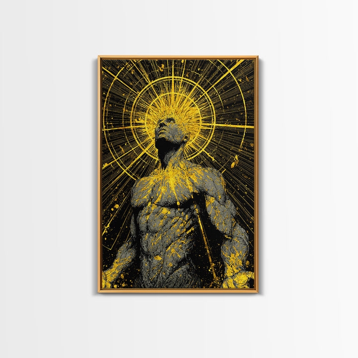Ancient Greek Goddess Hera Mosaic, Mythology Throne Canvas Gold Art, Timeless Goddess Wall Print, Real Wood Frame