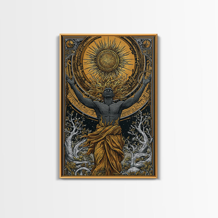 Hermes Greek God In Flight, Mythology Messenger Art, Canvas Gold Canvas Print, Ancient Greek Decor, Real Wood Frame
